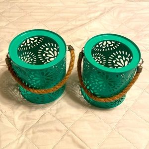 Green Basket candle holders